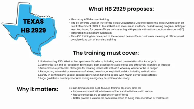 Call to action for first responder training and mention of bill HB2929