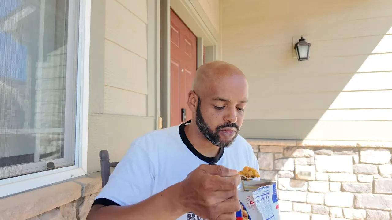 Veggie chorizo breakfast scramble with eggs and peppers