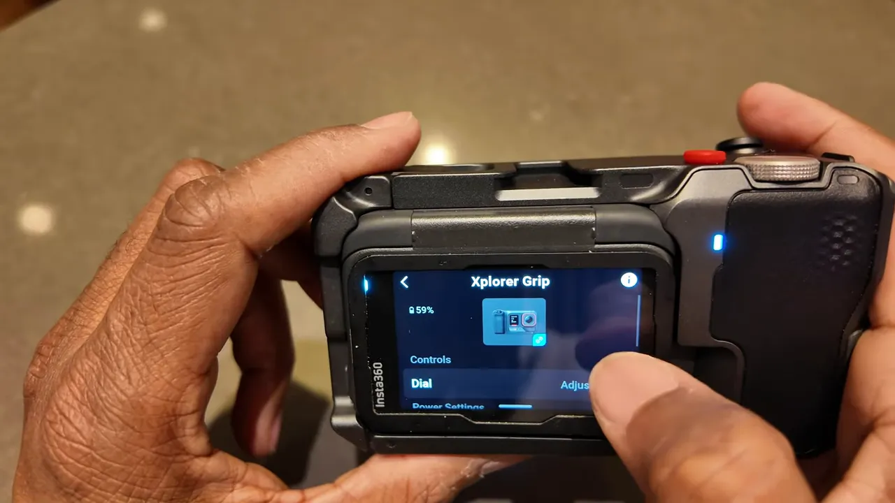 Explorer Grip Pro touchscreen showing dial control mapping options for the Ace Pro 2