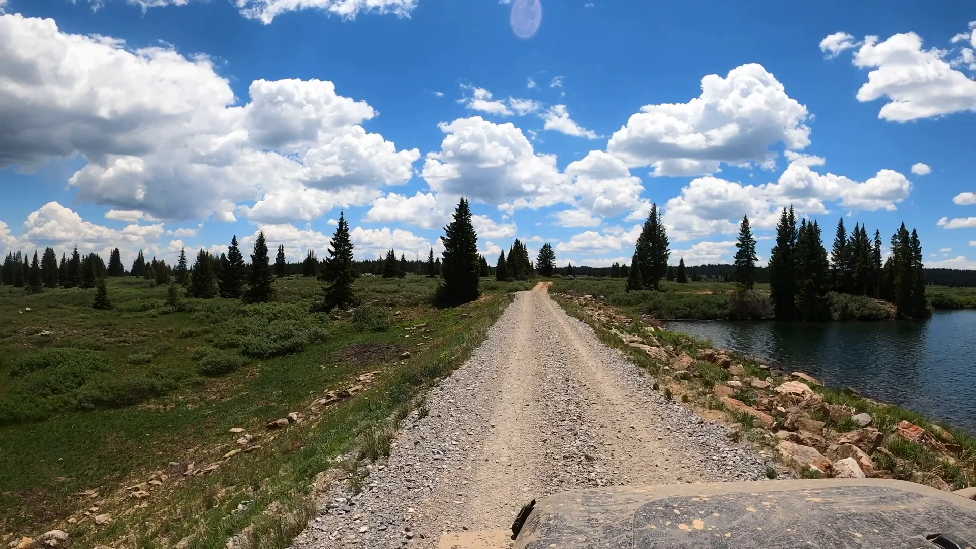 Flat Tops trail with wildflowers and marshland