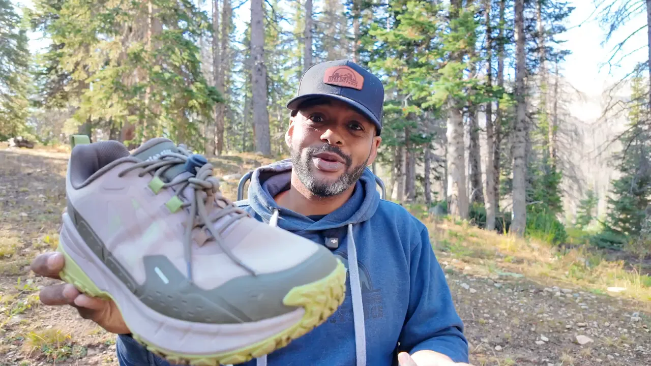 Close up of Fitville Cross Creek hiking shoe showing tread and lacing system