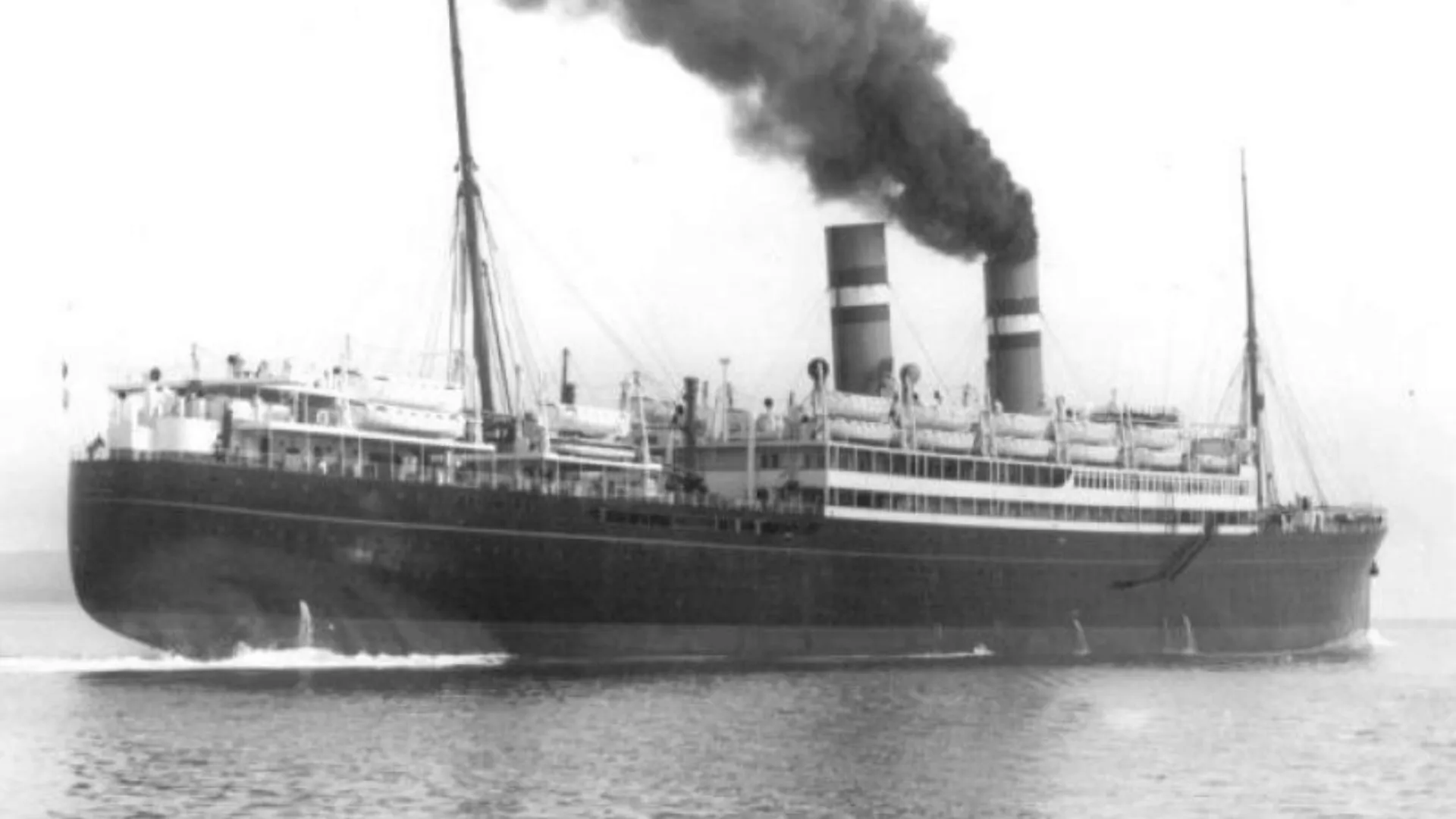 SS Volendam after being struck by a torpedo