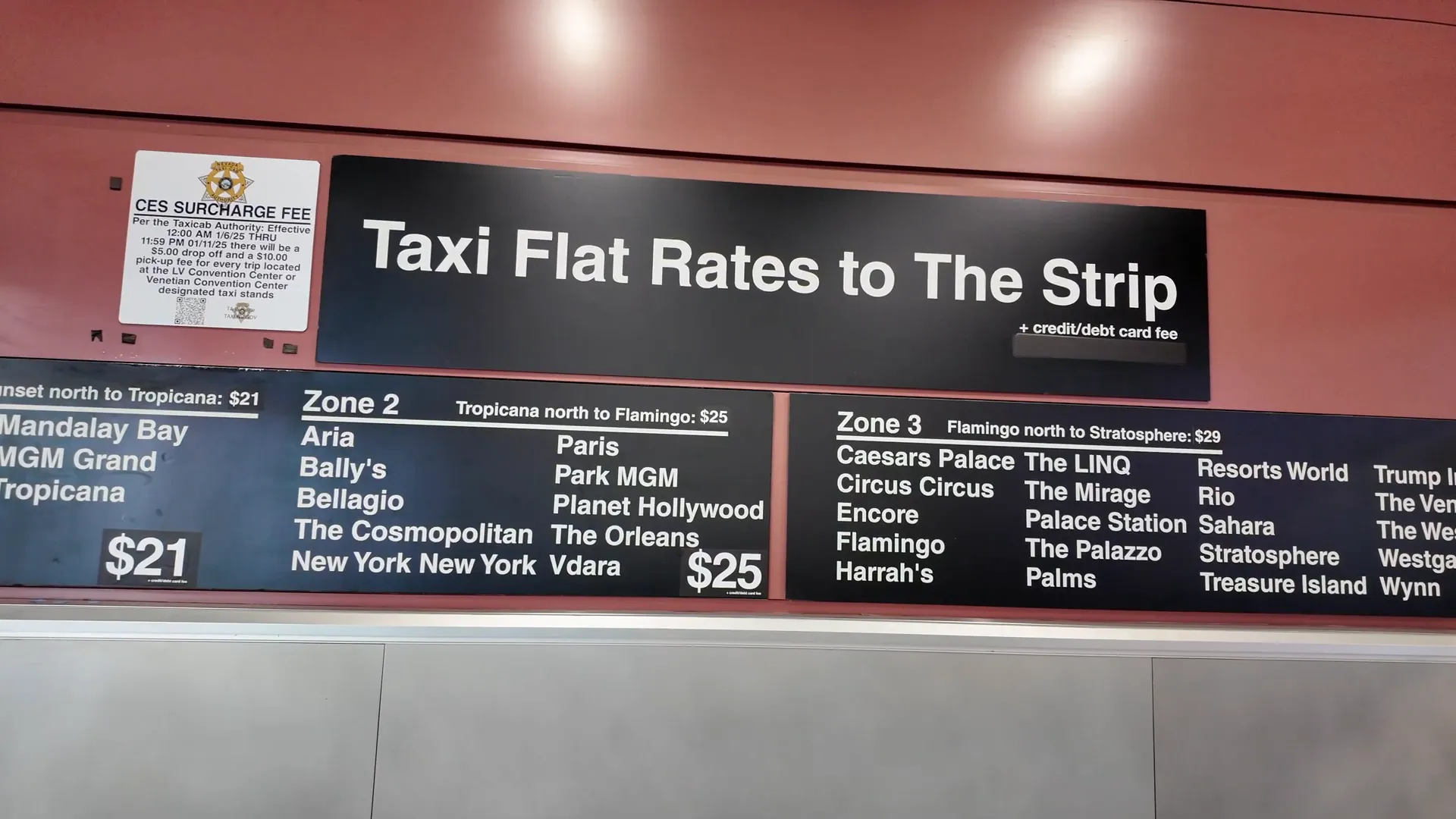 Taxi fare options at the airport