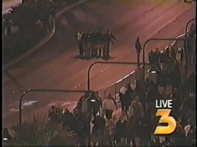 Crowd gathering at Treasure Island for the millennium celebration