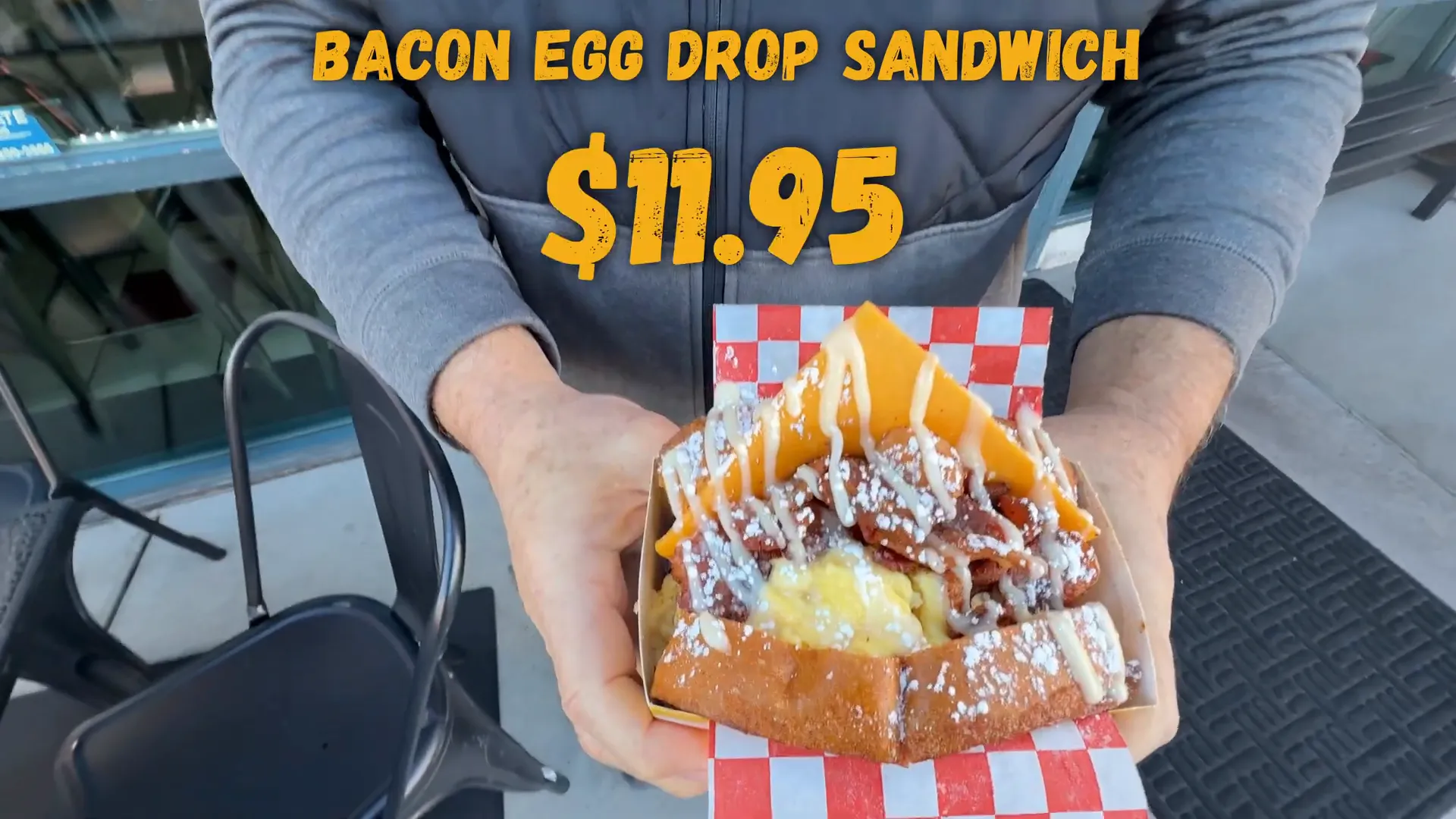 Egg Drop Sandwich with bacon and French toast