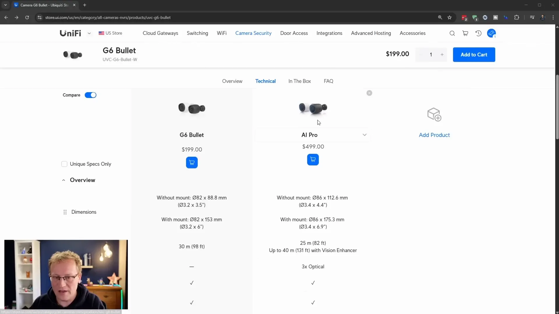 Side-by-side comparison of G6 Bullet and AI Pro cameras