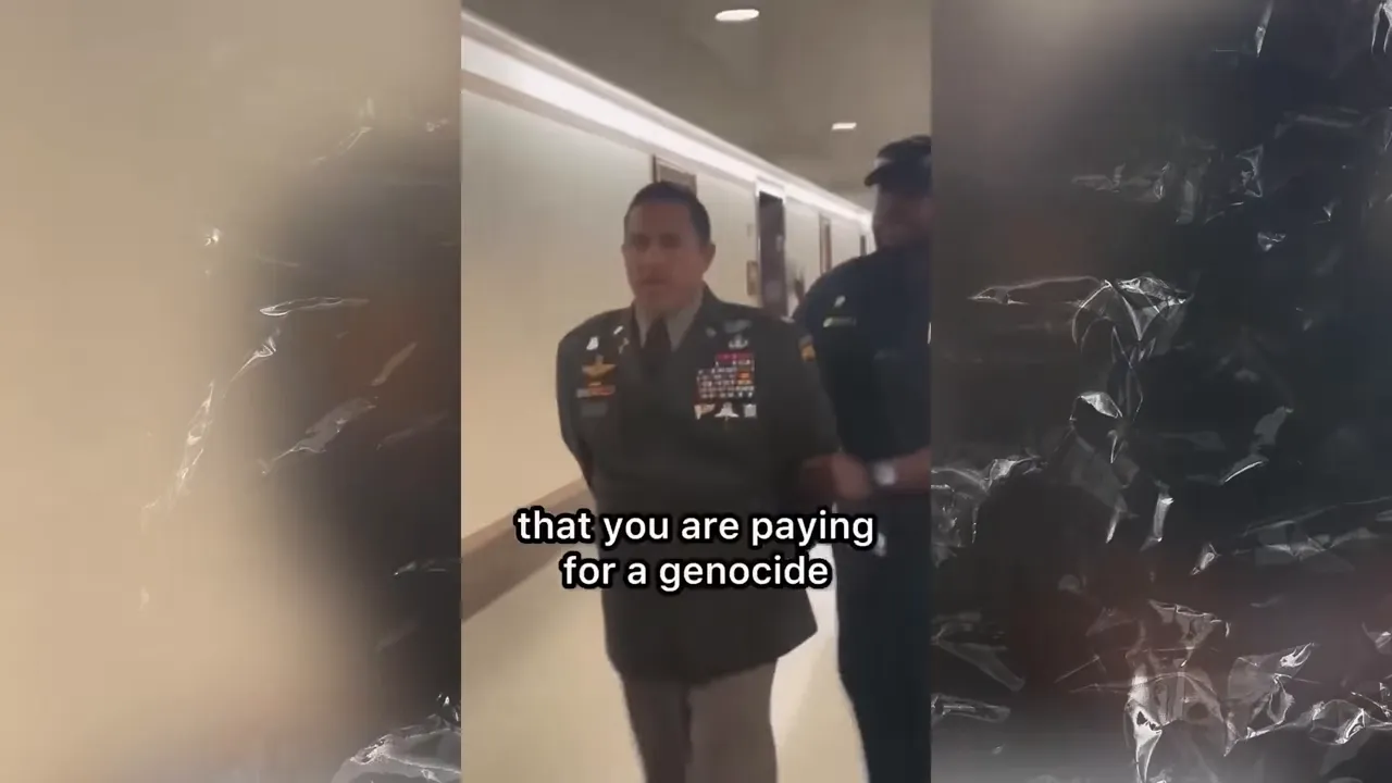 Anthony Aguilar discussing his arrest inside Senate Foreign Affairs Committee chambers