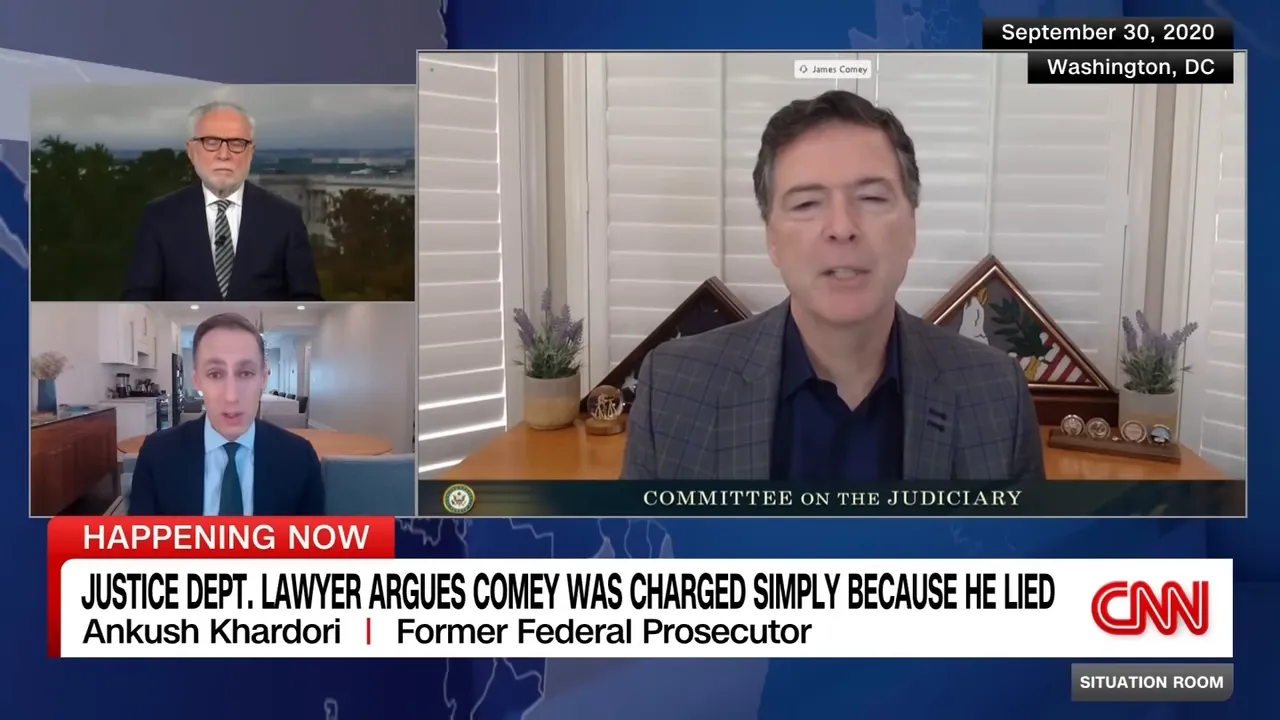 High-quality TV news screenshot of a committee video feed and analyst discussing an indictment issue