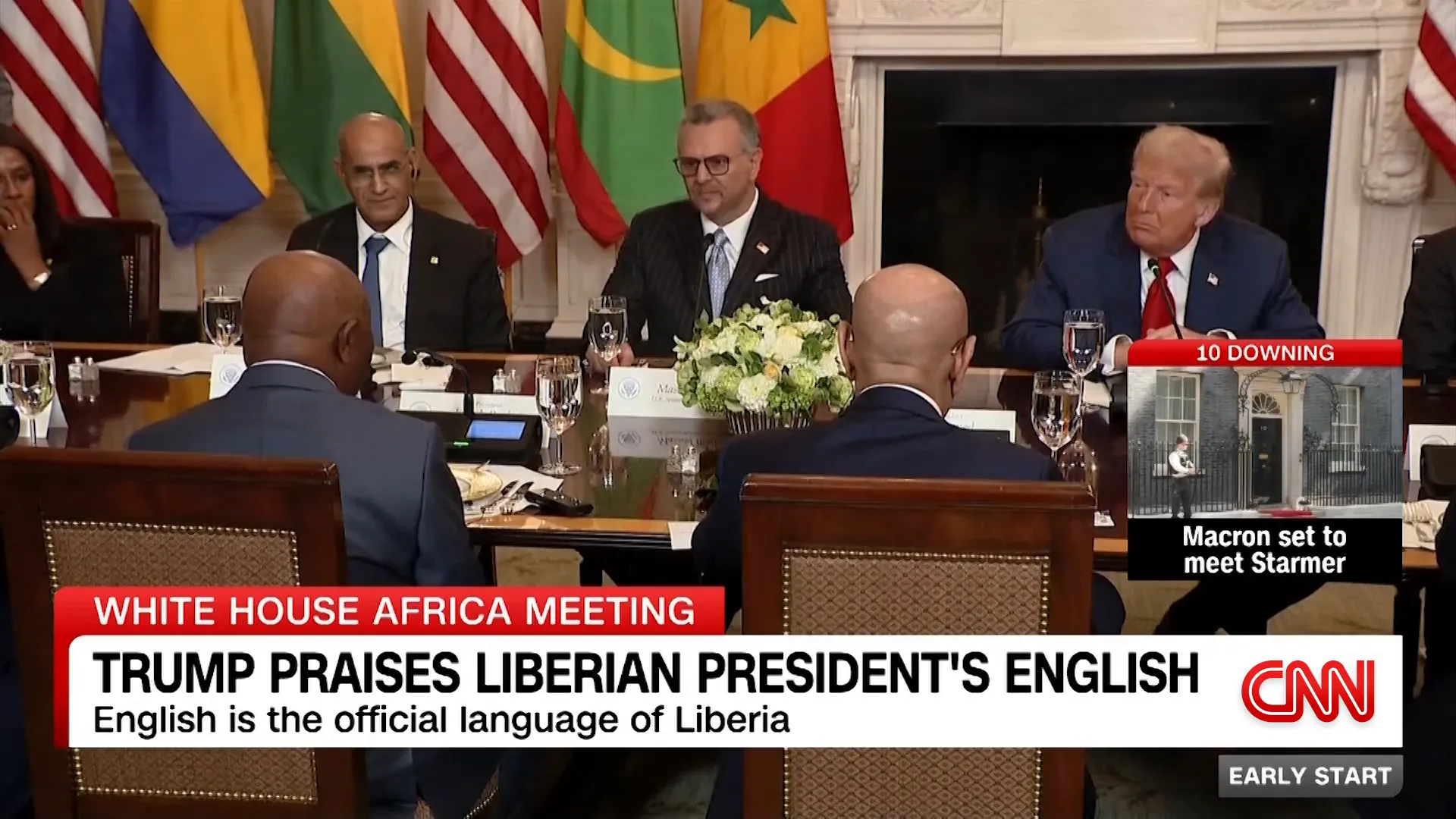 President Trump praising Liberian President Joseph Boakai's English skills