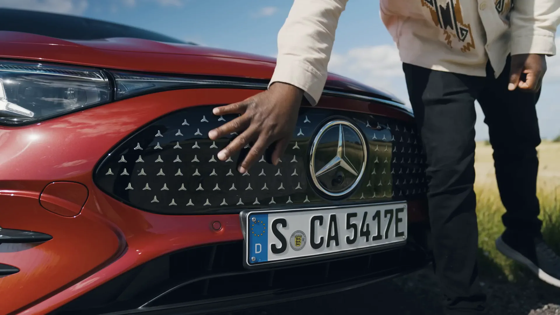 Mercedes CLA front grille with illuminated stars