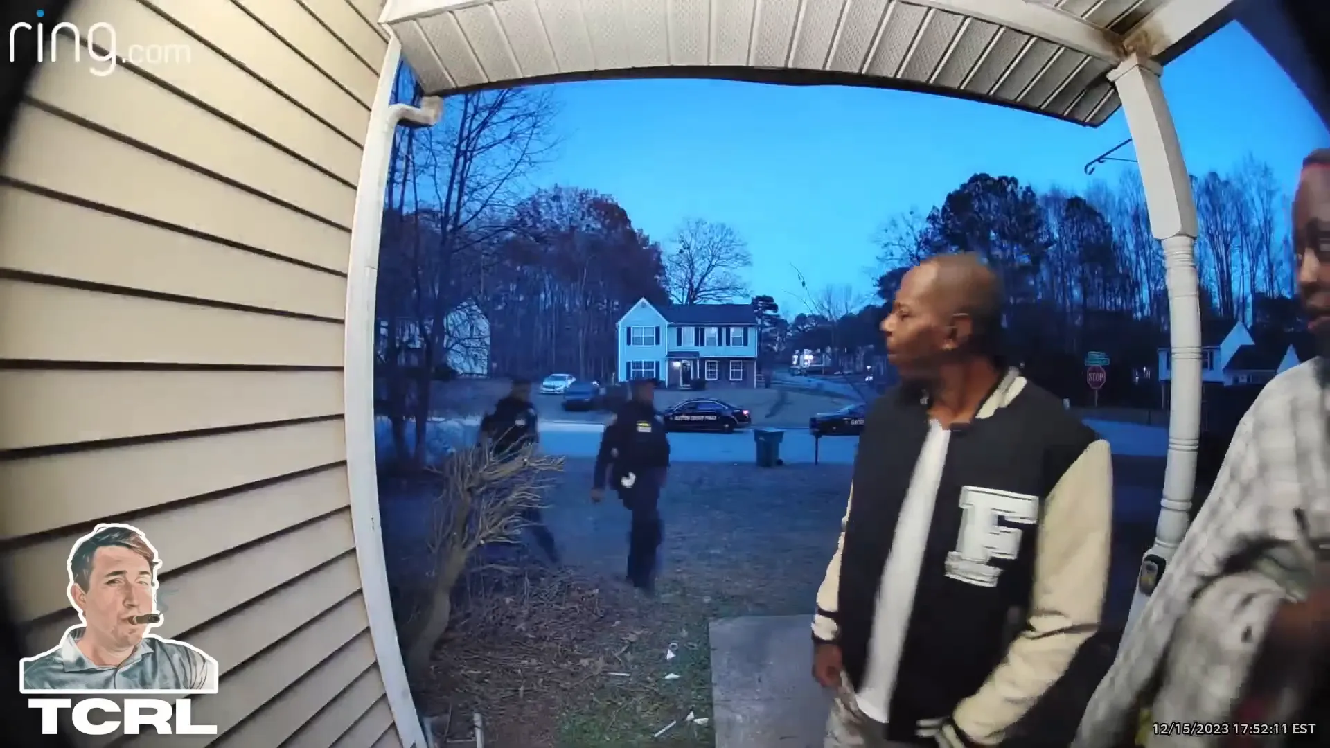 Police encounter with homeowners at front door captured on Ring doorbell camera