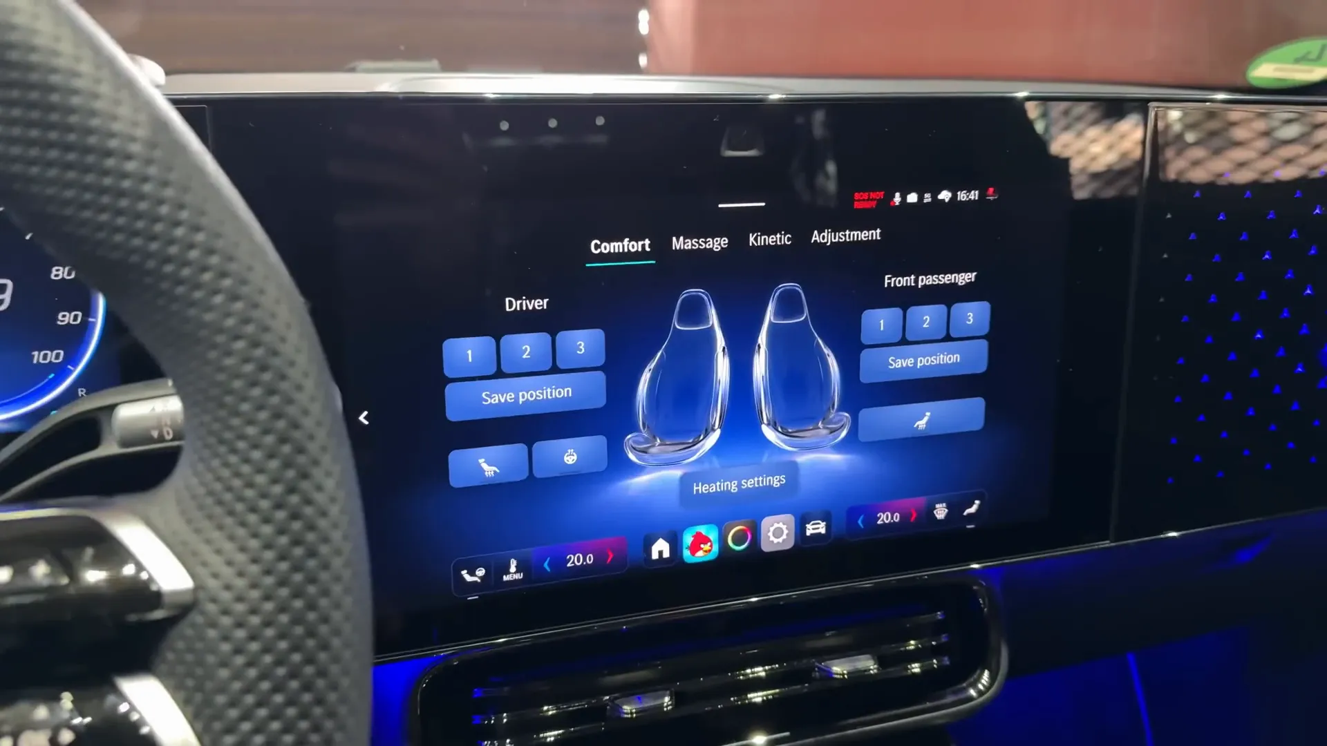 Massage seat controls in the Mercedes CLA