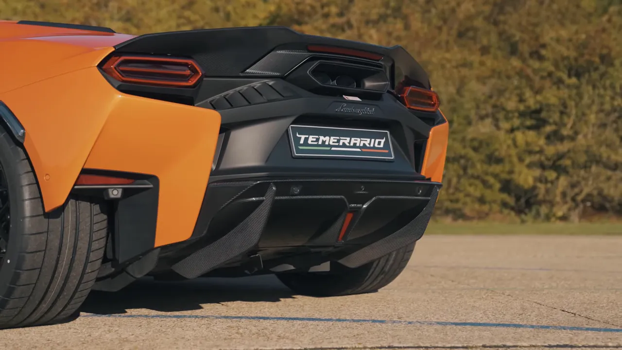 Rear shot showing diffuser and centrally mounted exhausts