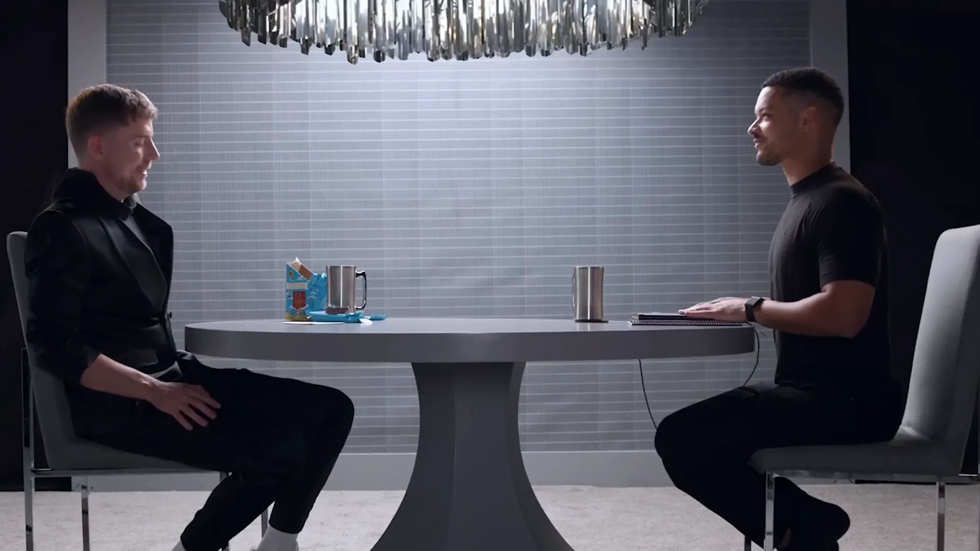 Closing moments of the interview with MrBeast and The Diary Of A CEO host