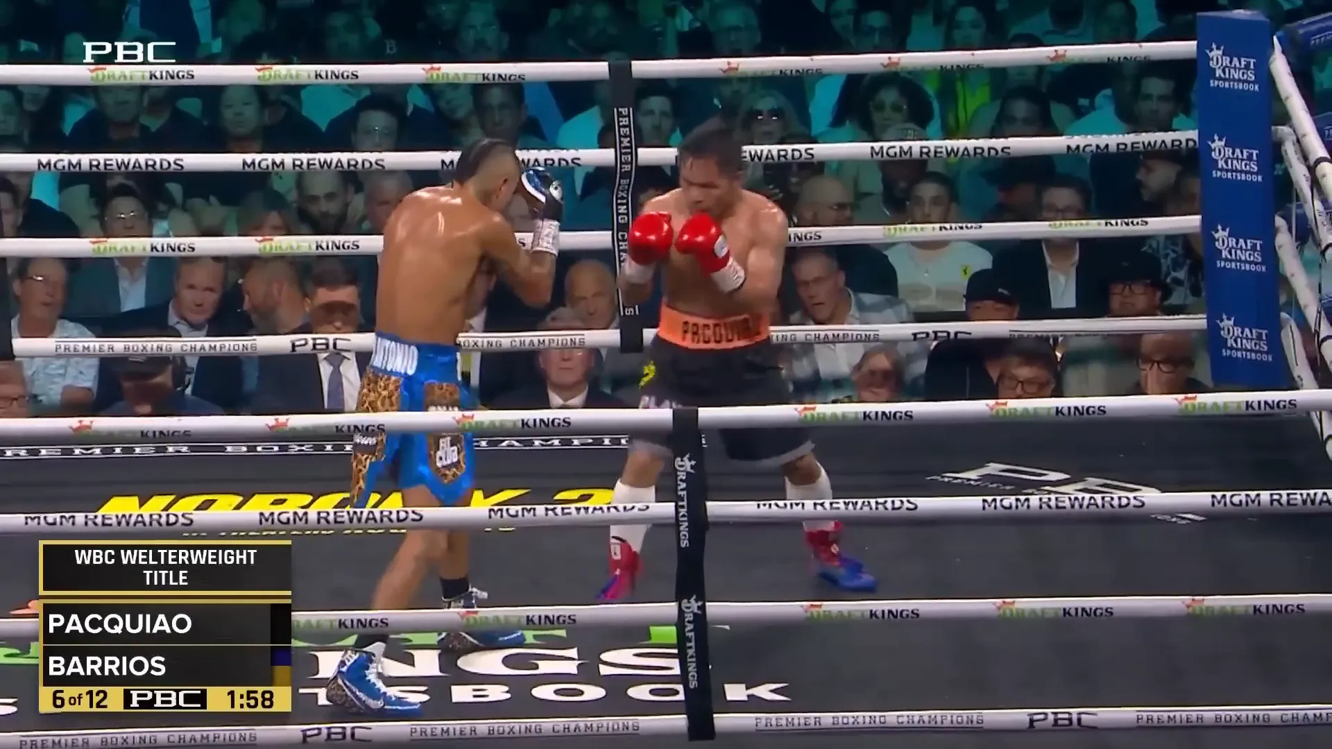 Manny Pacquiao lunging in aggressively