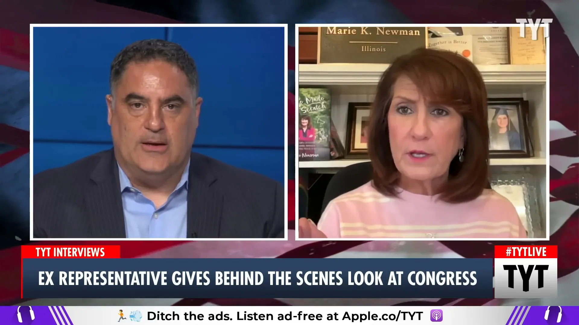 Marie Newman explaining the complexities of the Iron Dome vote