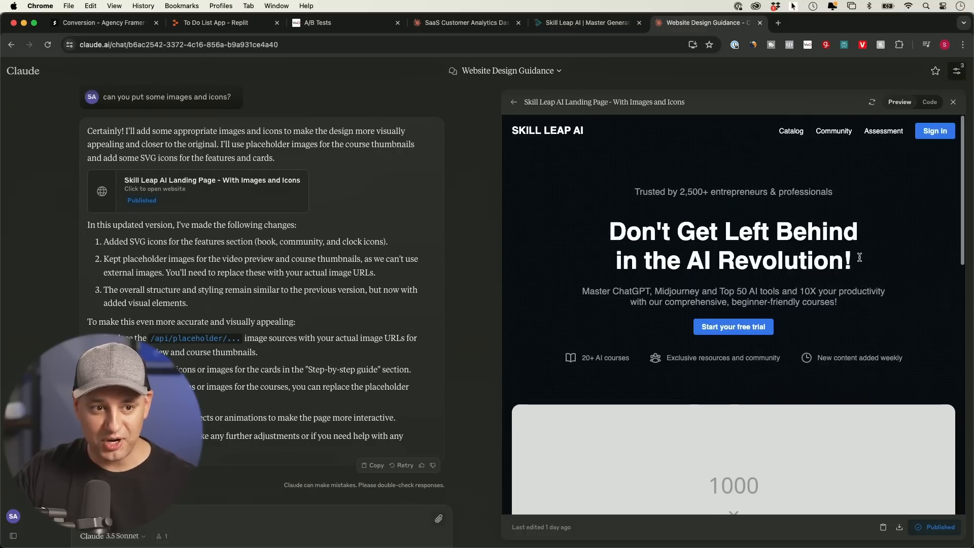 Generated website code
