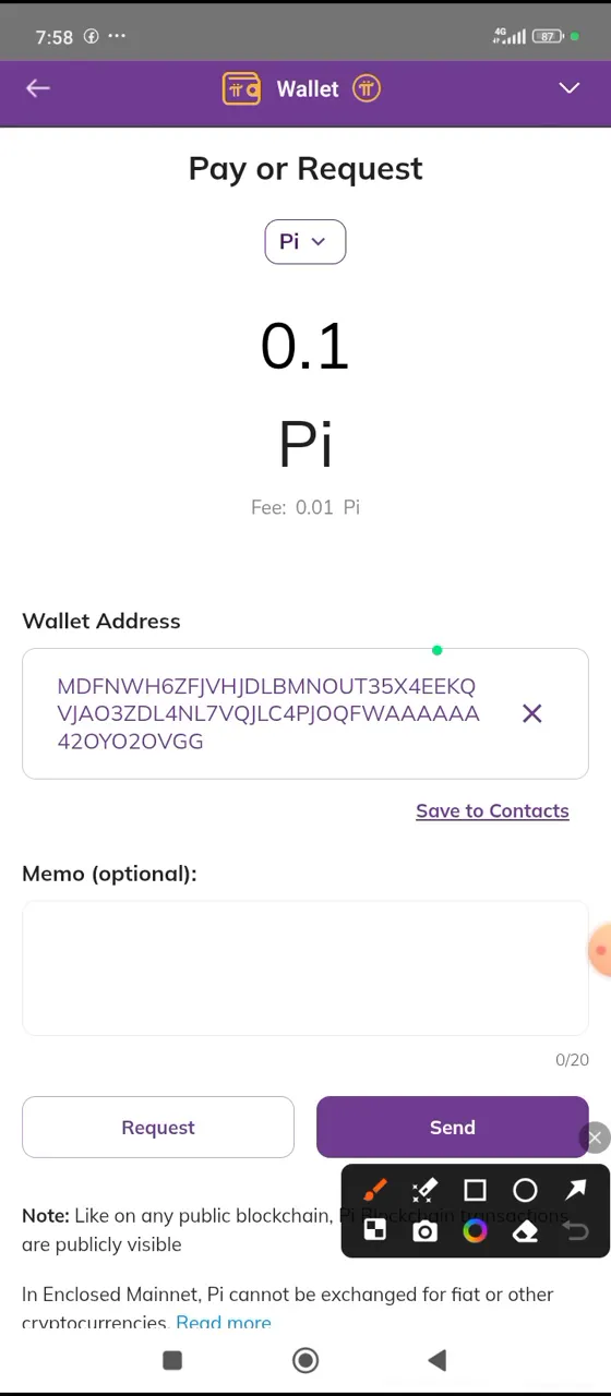 Sending PI from wallet to Bitget