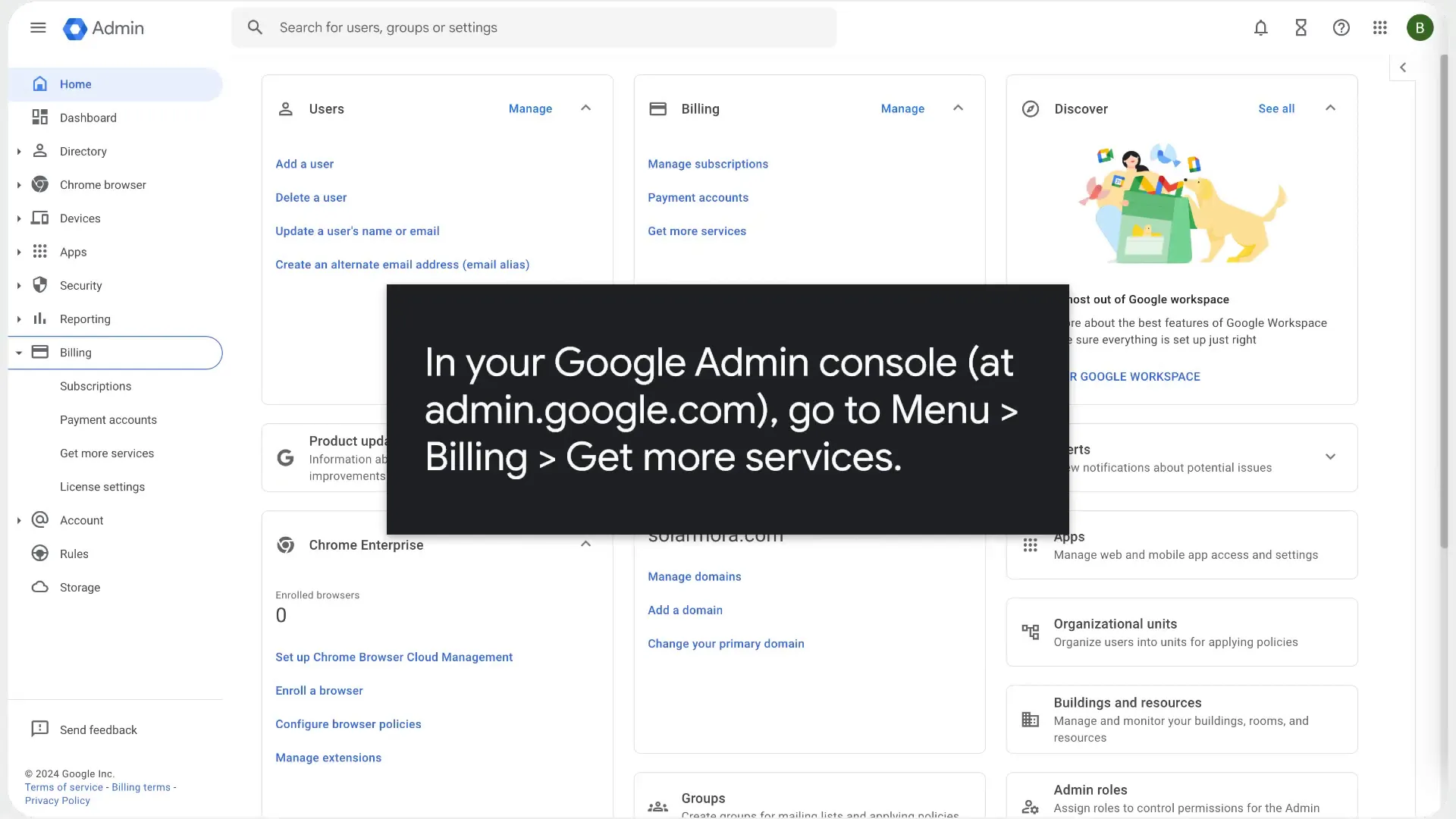 Google Admin Console login