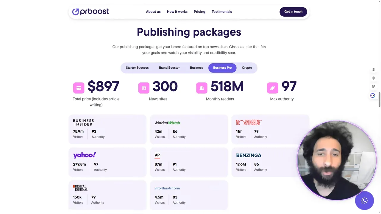 PRBoost package examples and 'As seen on' badges