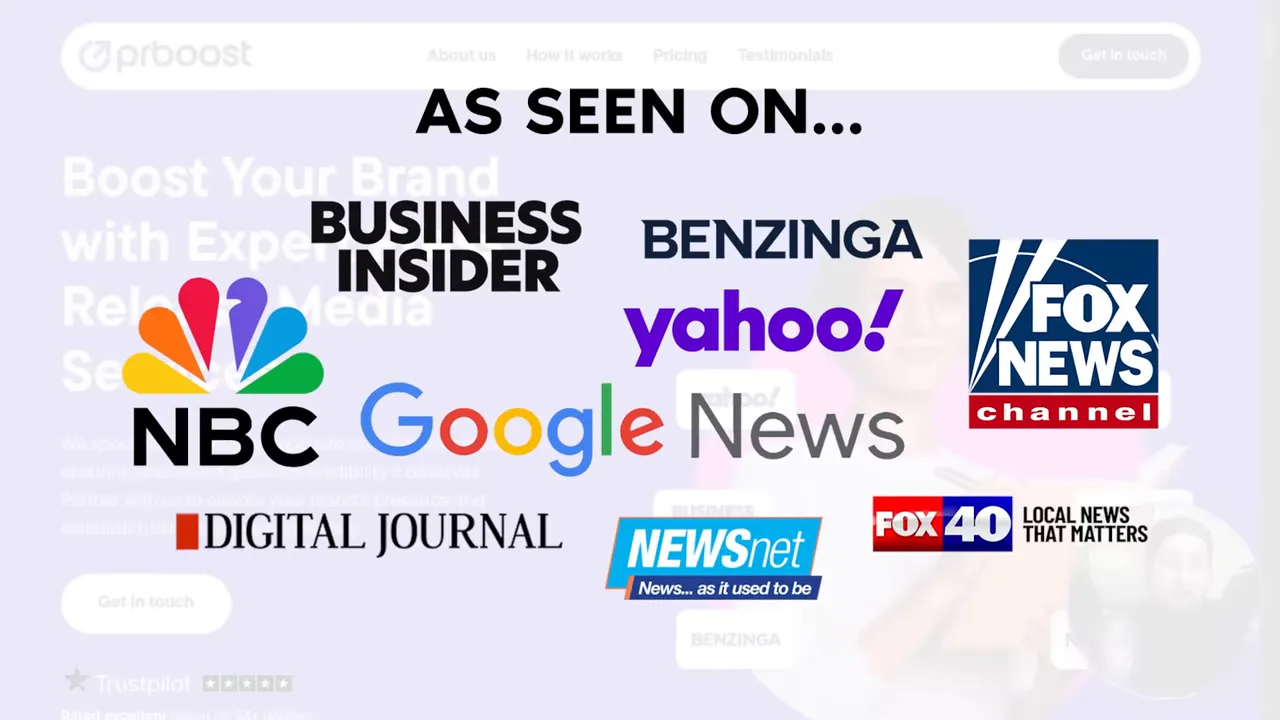 Example of 'As Seen On' badges displayed on a website