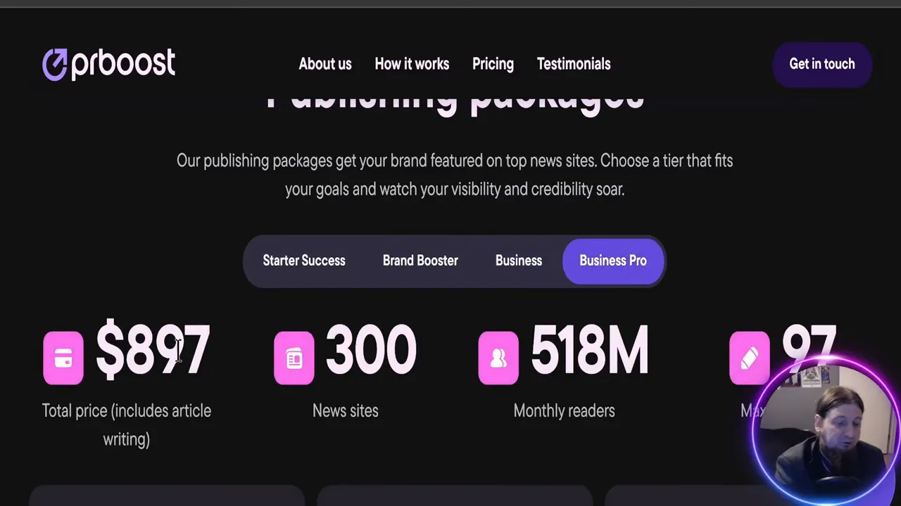 PR Boost pricing packages and reach numbers