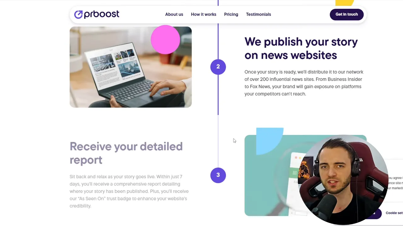 PR Boost dashboard showing distribution and trust badges