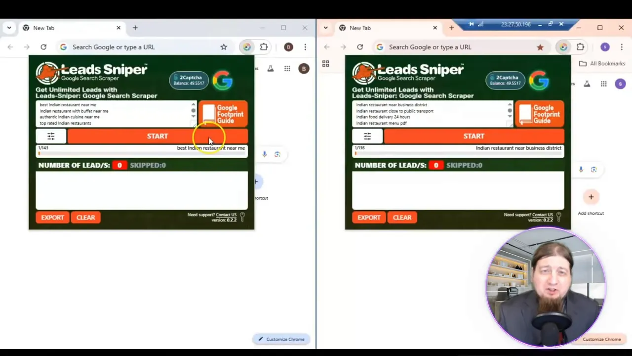Starting the Google Search Scraper demo on google.com