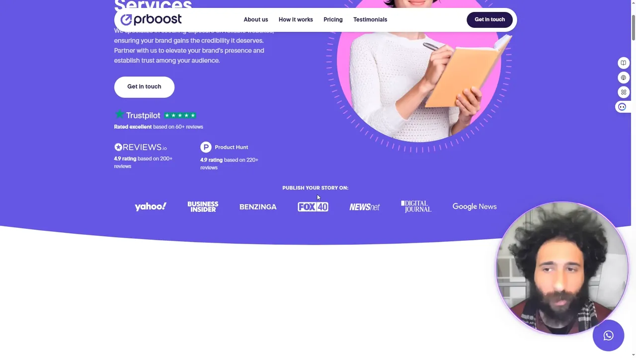 Logos of major media outlets like Yahoo and Business Insider displayed on screen