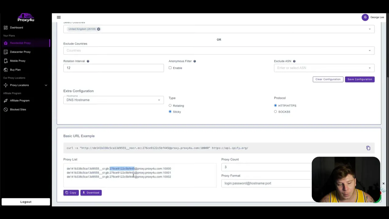 Copying proxy username and credentials from Proxy4U