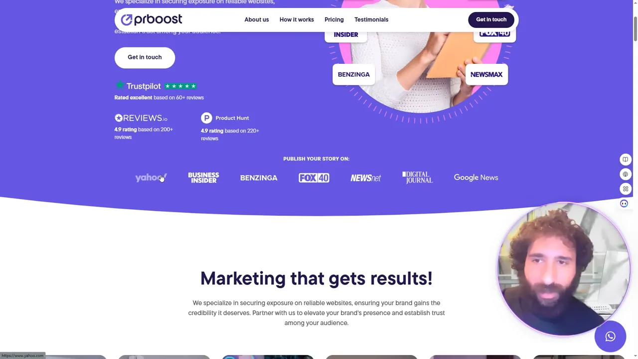 Examples of trusted media logos like Yahoo and Business Insider used as social proof