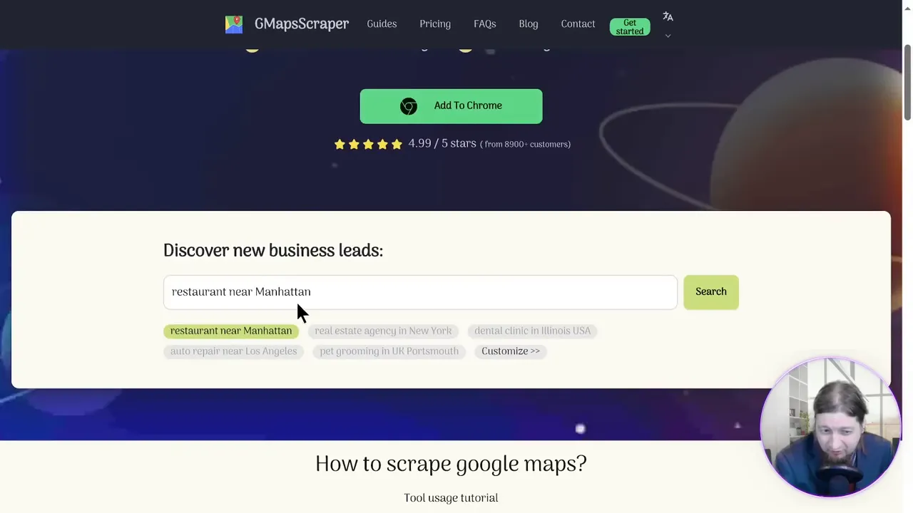 Chrome extension and niche search example