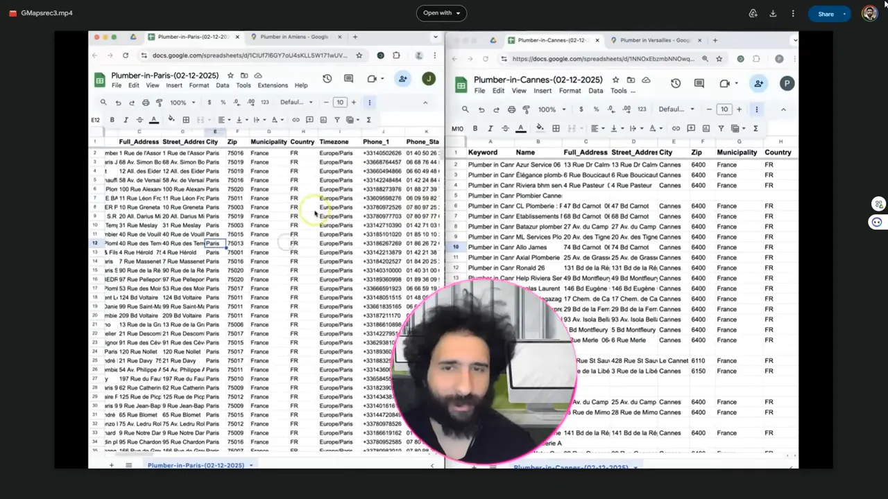Exported plumber leads CSV from Leads-Sniper