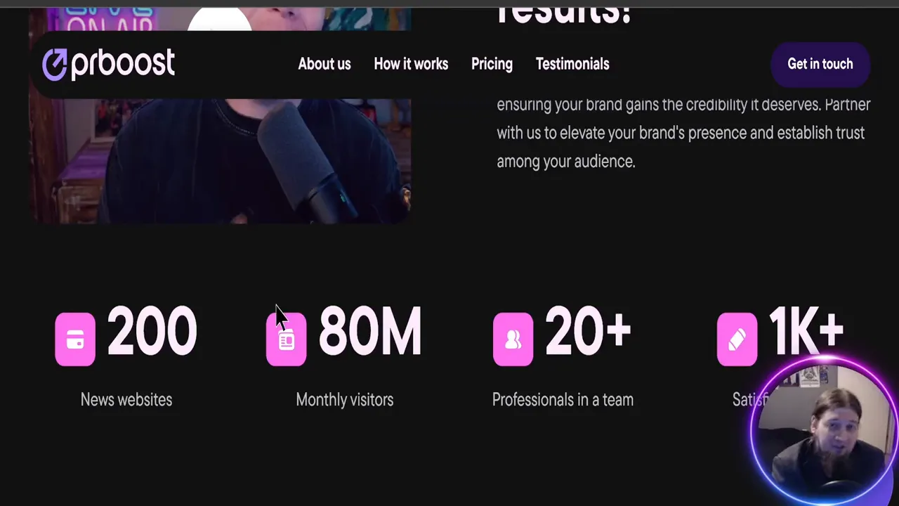 PR boost stats showing network reach and satisfied clients