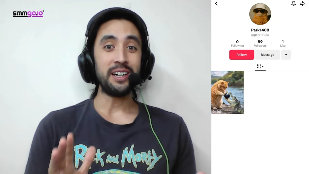 TikTok profile showing 89 followers with the presenter explaining results