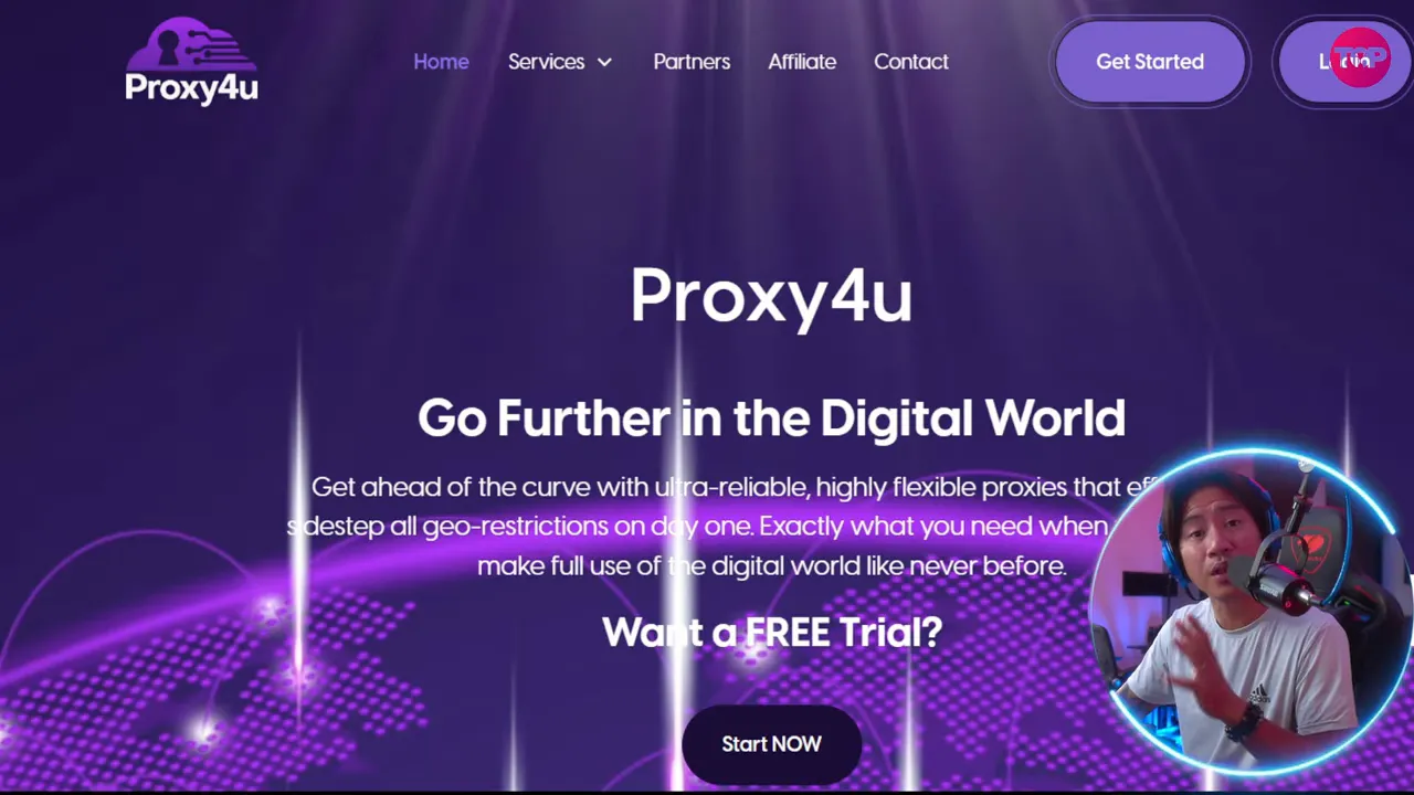 Proxy4u landing page with signup options