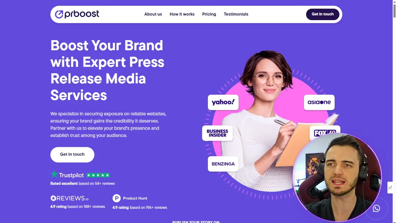 PR Boost dashboard showing press outlets and package options