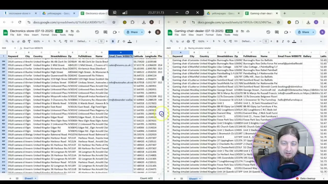 Exporting results: CSV/XLSX download and Google Drive import