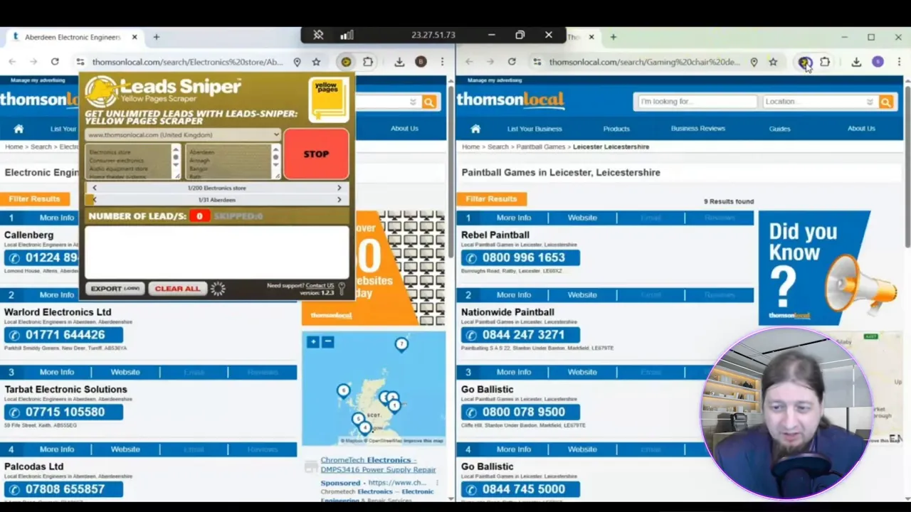 Yellow Pages Scraper demo: running multiple directory searches