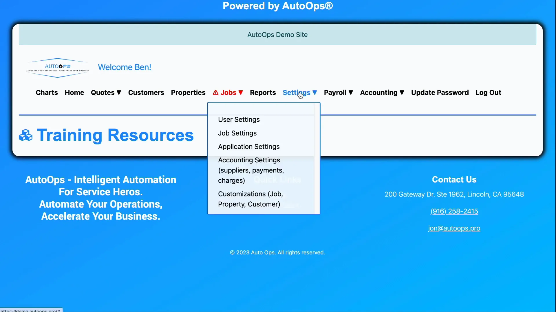 Navigating to application settings in the admin panel