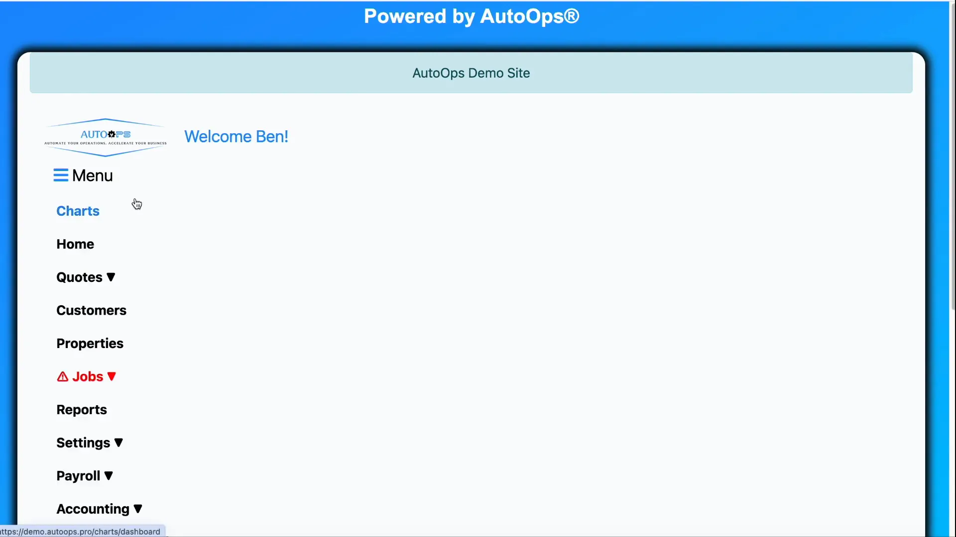Menu with Jobs option selected