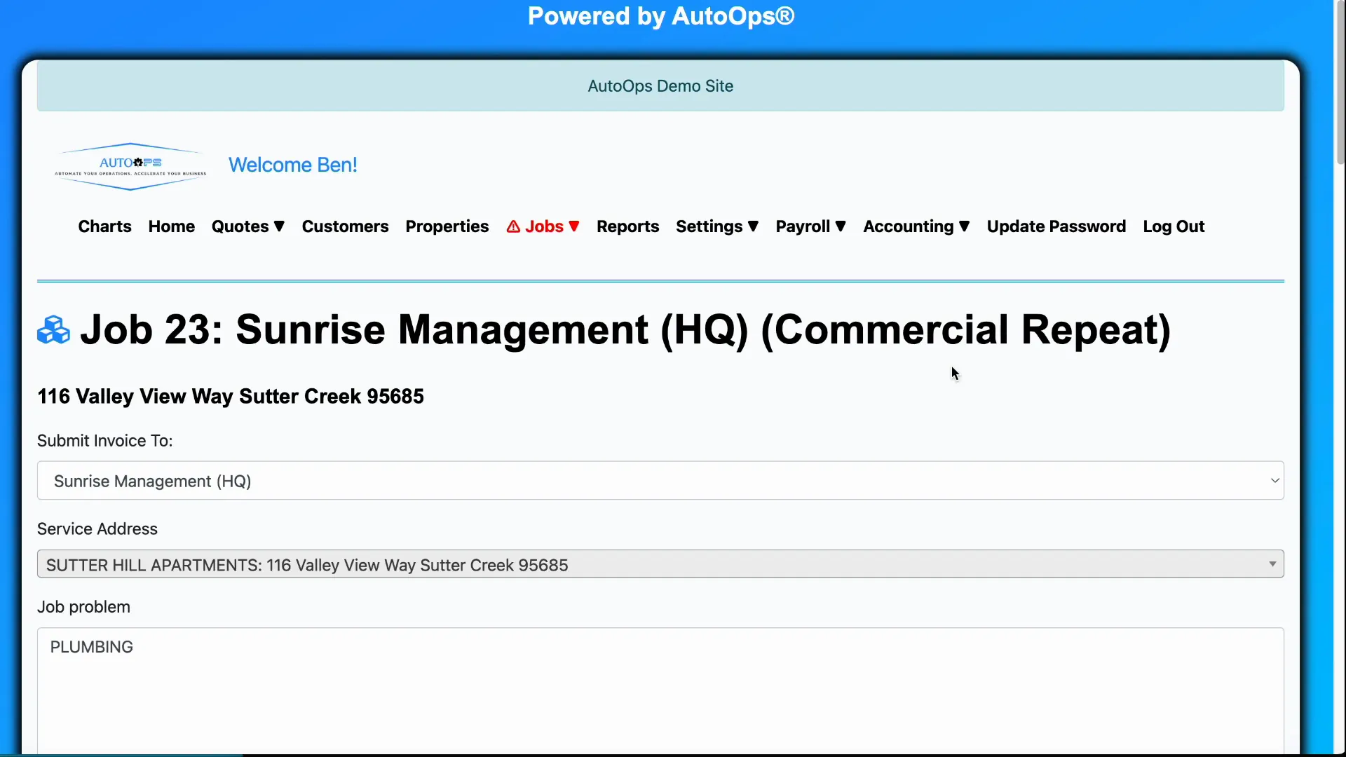 Submit invoice to field showing multiple customer options