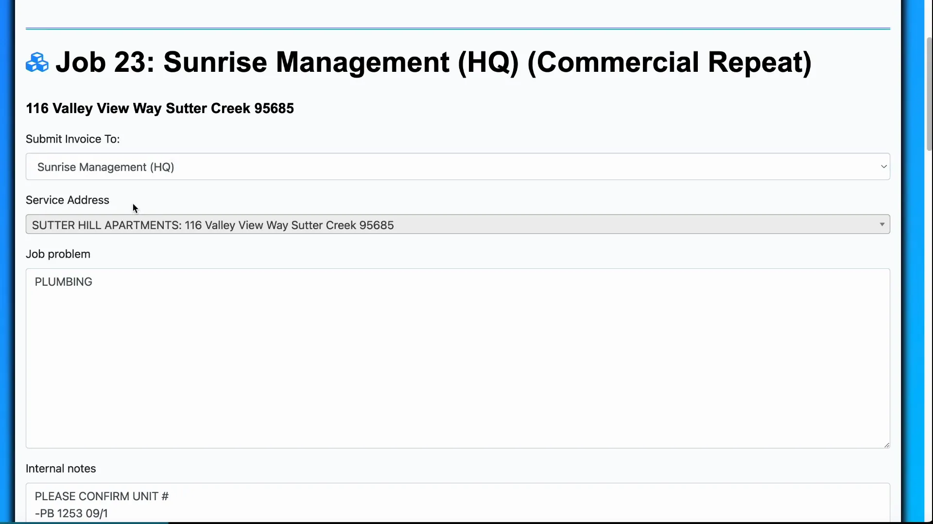 Address lookup connecting job to known property or creating a new property