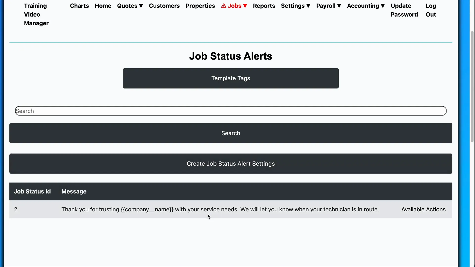 Customizing job status alert message with template tags