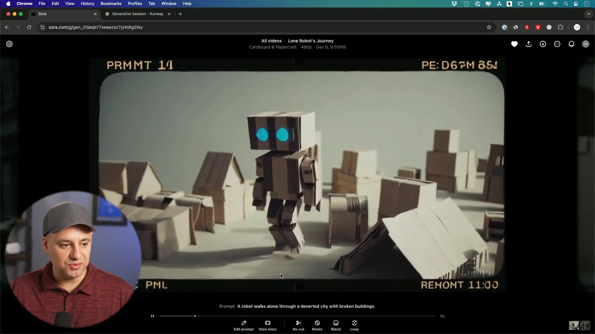 Example of a robot in a deserted city generated by Sora