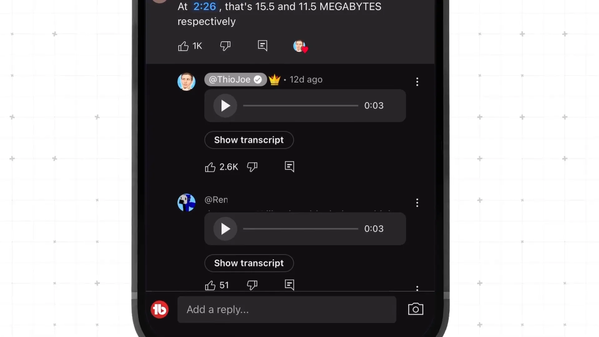 Viewers cannot leave voice replies