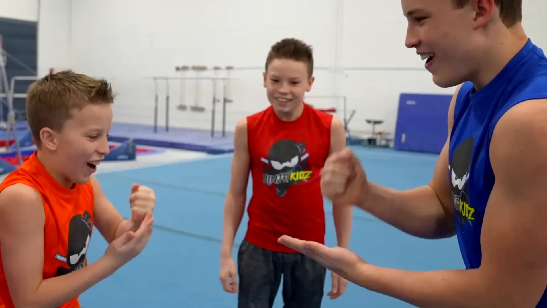 Siblings playing rock-paper-scissors to decide who goes first