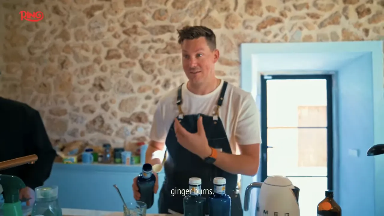 Conor stirring his morning health shot