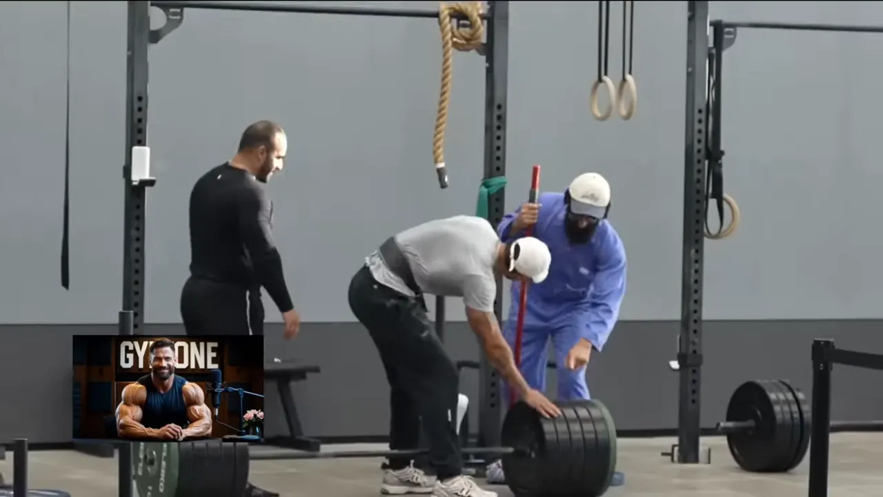 Anatoly and gym members testing plates, joking that some might be fake