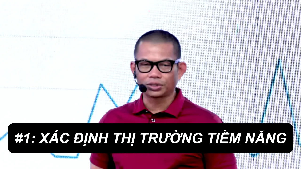 Dòng chữ xác định thị trường tiềm năng trên nền biểu đồ